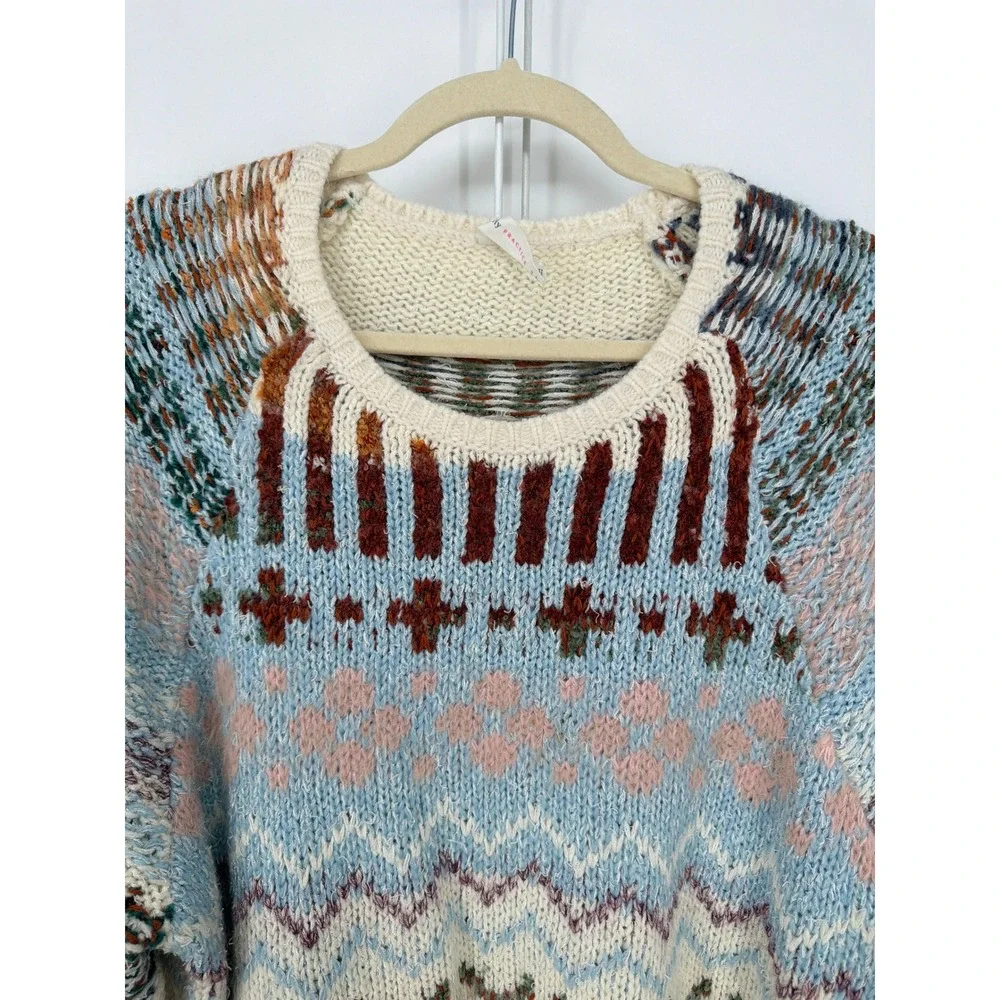 Daily Practice Anthropologie Sweater Womens XS/S Multi Fair Isle Cropped Boho